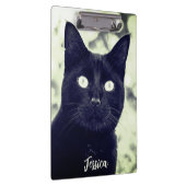 Zwart Kat Leuk Dier Foto Gepersonaliseerde Naam Klembord (Rechts)