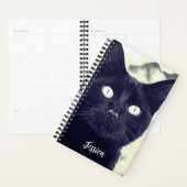 Zwart Kat Leuk Dier Gepersonaliseerde Naam Planner (Display)