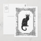 Zwart kat Lijst Halloween Briefkaart (Voorkant / Achterkant)