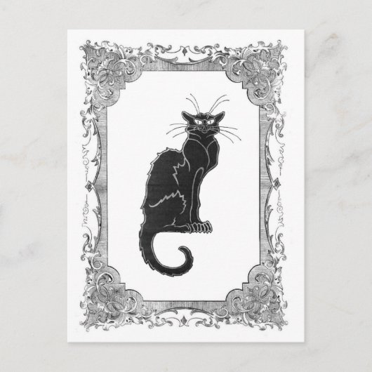 Zwart kat Lijst Halloween Briefkaart (Voorkant)