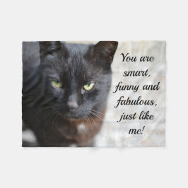 Zwart Kat Lover Afbeelding met Motivatie Citaat Fleece Deken