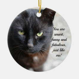 Zwart Kat Lover Afbeelding met Motivatie Citaat Keramisch Ornament