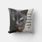Zwart Kat Lover Afbeelding met Motivatie Citaat Kussen (Voorkant)