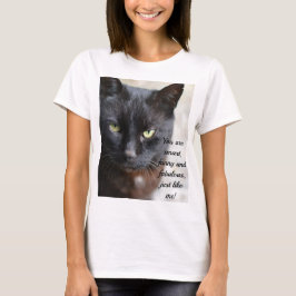 Zwart Kat Lover Afbeelding met Motivatie Citaat T-shirt
