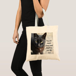 Zwart Kat Lover Afbeelding met Motivatie Citaat Tote Bag