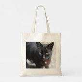 Zwart Kat Lover Afbeelding met Motivatie Citaat Tote Bag (Achterkant)