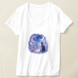 Zwart Kat Maneschijn T-Shirt