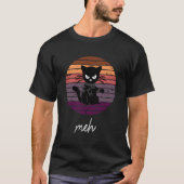 Zwart Kat Meh Kat Retro Katten T-shirt (Voorkant)