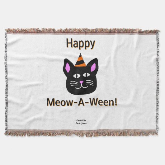 Zwart kat meow-A-Ween-muurmandje Deken (Voorkant)