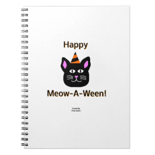 Zwart kat Meow-A-Ween Spiral Foto Notitieboek
