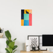 Zwart kat met eenvoudig ontwerp poster (Thuiskantoor)