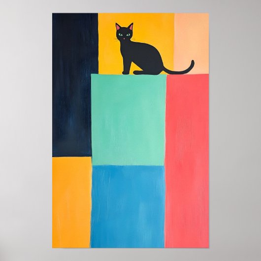 Zwart kat met eenvoudig ontwerp poster (Voorkant)