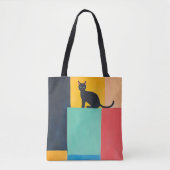 Zwart kat met eenvoudig ontwerp tote bag (Voorkant)