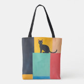 Zwart kat met eenvoudig ontwerp tote bag (Achterkant)