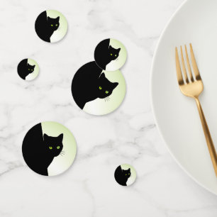 Zwart kat met groene ogen confetti