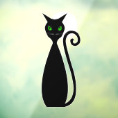 Zwart kat met groene ogen Halloween maan Raamsticker (Vel 3)