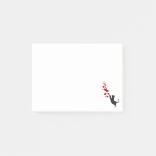 Zwart kat met hart post-it® notes