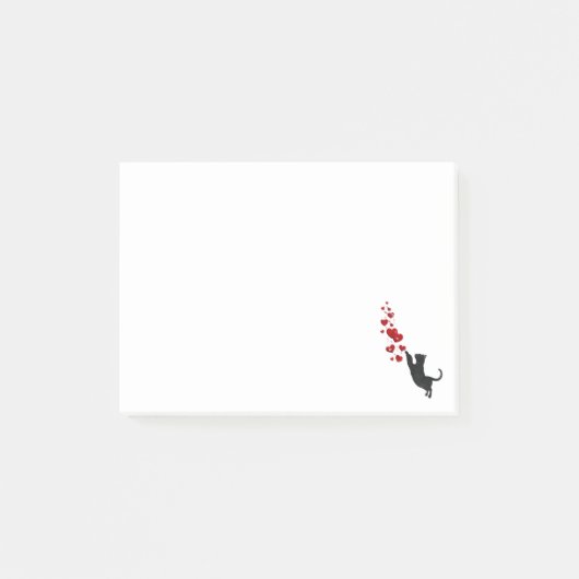 Zwart kat met hart post-it® notes (Voorkant)