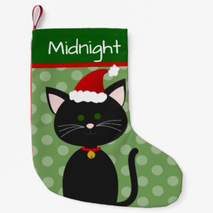 Zwart Kat met kerstman Kleine Kerstsok