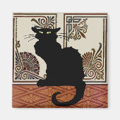 Zwart Kat met kunstscherm Magneet (Voorkant)