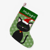 Zwart Kat met Santa Hat Kleine Kerstsok (Voorkant (Hangend))