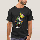 Zwart Kat Miauw Mardi Gras Masker Fleur De Lis Kat T-shirt (Voorkant)