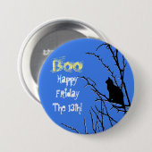 Zwart kat omhoog een boom ronde button 7,6 cm (Voorkant /achterkant)