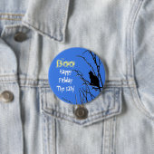 Zwart kat omhoog een boom ronde button 7,6 cm (In situ)