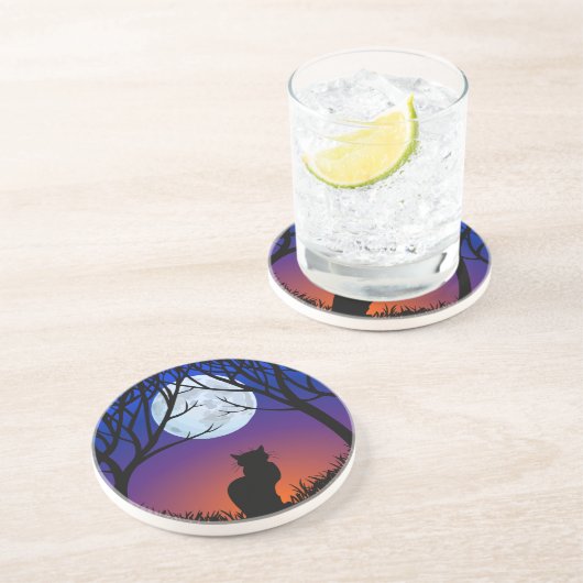 Zwart kat Onderzetter zwart kat art decor kat Love (Zijkant)