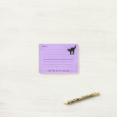Zwart kat op aangepast Paars notitieblok: Post-it® Notes (Op bureau)
