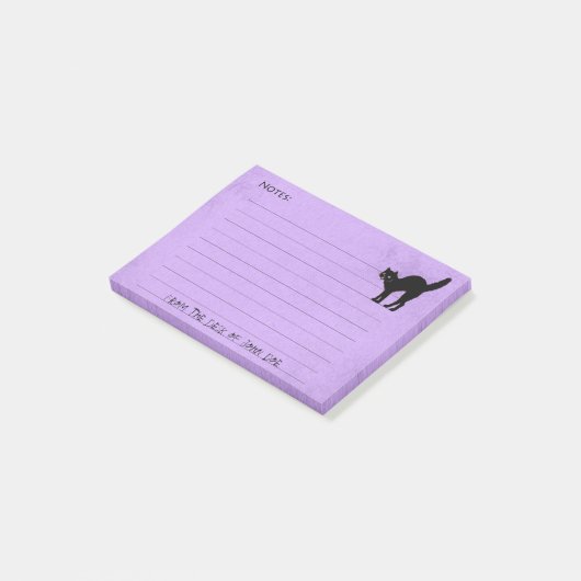 Zwart kat op aangepast Paars notitieblok: Post-it® Notes (Schuin)