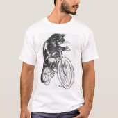  zwart kat op fiets t-shirt (Voorkant)