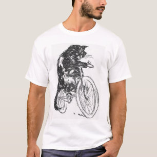  zwart kat op fiets t-shirt