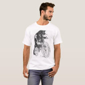 zwart kat op fiets t-shirt (Voorkant volledig)