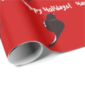 Zwart kat op papier voor rode feestverpakking (Rol Hoek)