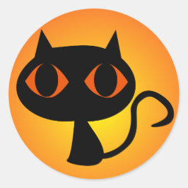 Zwart Kat Oranje verloop Ronde Sticker