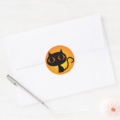 Zwart Kat Oranje verloop Ronde Sticker (Envelop)