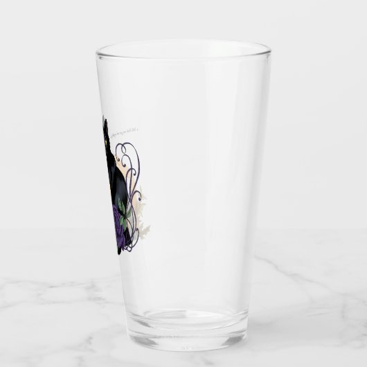 Zwart Kat Paarse Roos Pompoen Halloween Glas (Links)