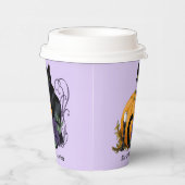 Zwart Kat Paarse Roos Pompoen Halloween Papieren Bekers (Rechts)