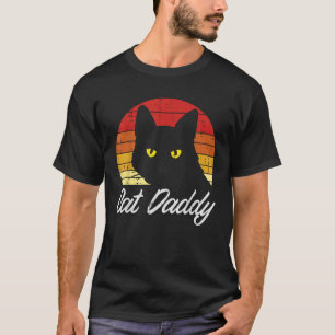 Zwart Kat Papa Sunset Retro Feline Dier Pet Papa T-shirt