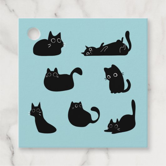 Zwart Kat Patroon Bedankjes Labels (Voorkant)