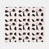 Zwart Kat Patroon Fleece Deken (Voorkant (Horizontaal))