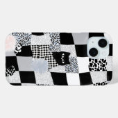 Zwart Kat Patroon Gingham Geruite Luipaard Case-Mate iPhone Case (Achterkant (horizontaal))
