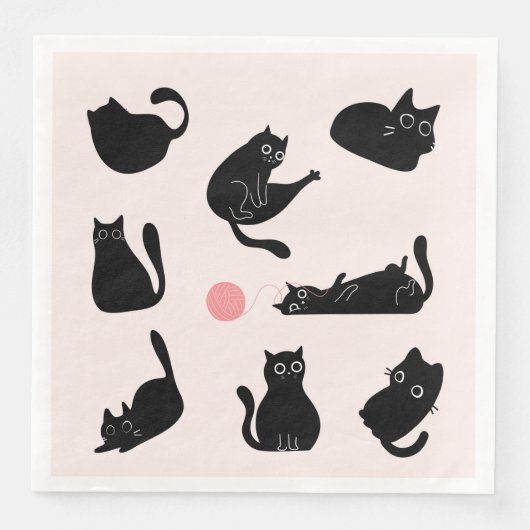 Zwart Kat Patroon Servet (Voorkant)