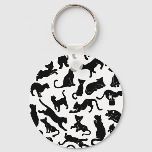 Zwart Kat Patroon Sleutelhanger (Voorkant)