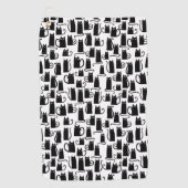 Zwart kat patroonhanddoek golfhanddoek (Voorkant)