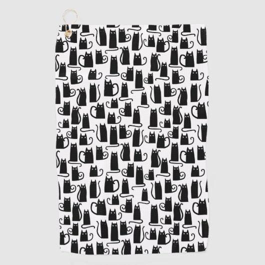 Zwart kat patroonhanddoek golfhanddoek (Voorkant)
