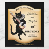  zwart kat - persoonlijk waslabel wijn etiket (Enkel label)