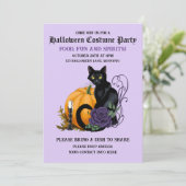 Zwart Kat & Pompoen Halloween Feest Kaart (Staand voorkant)
