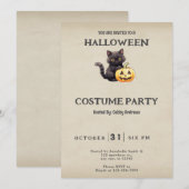 Zwart Kat Pompoen Halloween Kostuum Kaart (Voorkant / Achterkant)